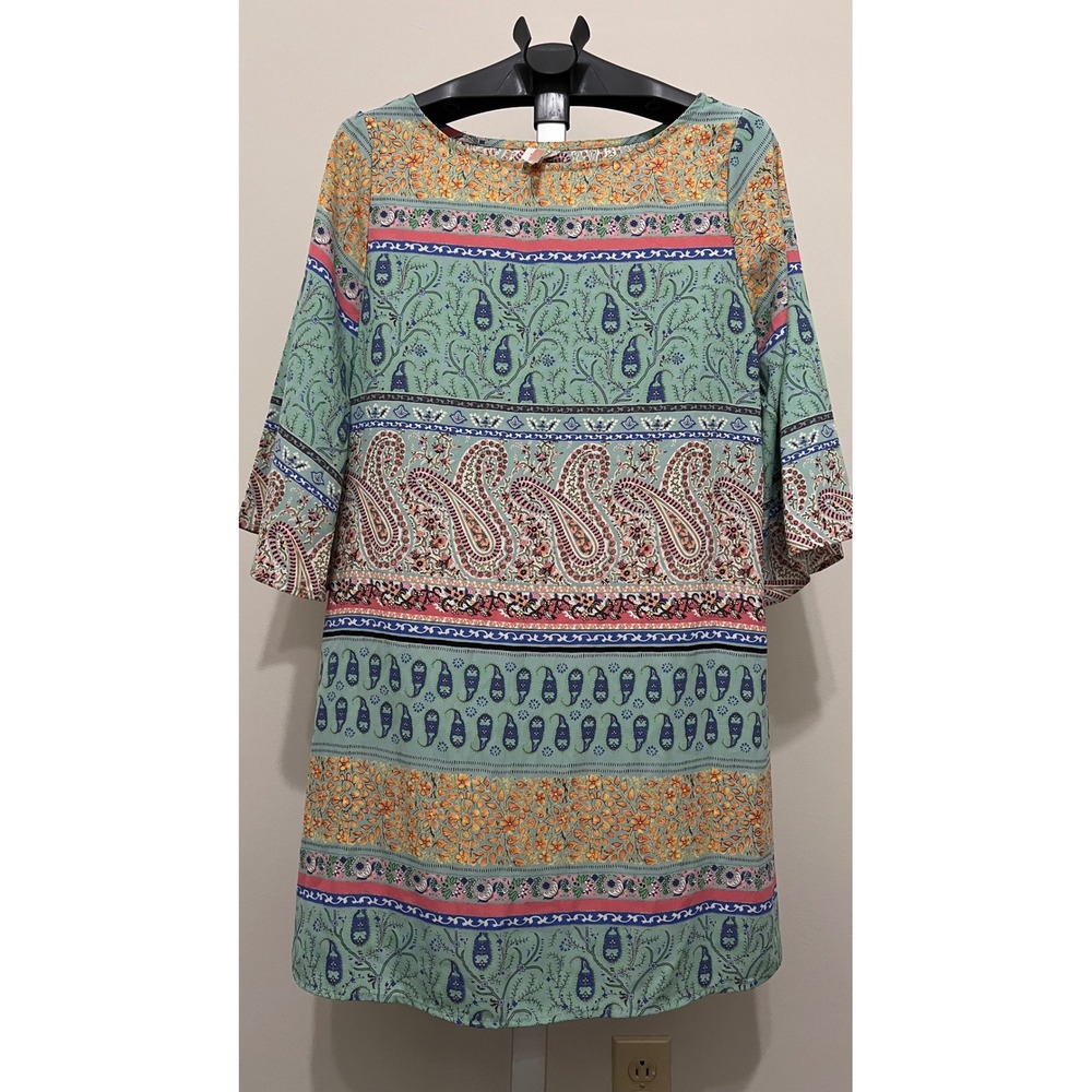 Bellamie Geometric Paisley Dress Women M Made In USA vintage retro aesthetic EUC